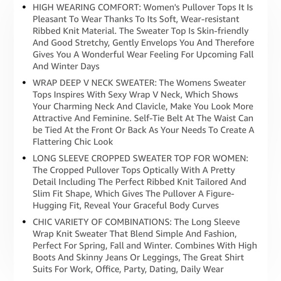 EUC BTFBM Women Wrap Deep V Neck Long Sleeve Cropped Pull Over Sweater - Picture 9 of 15